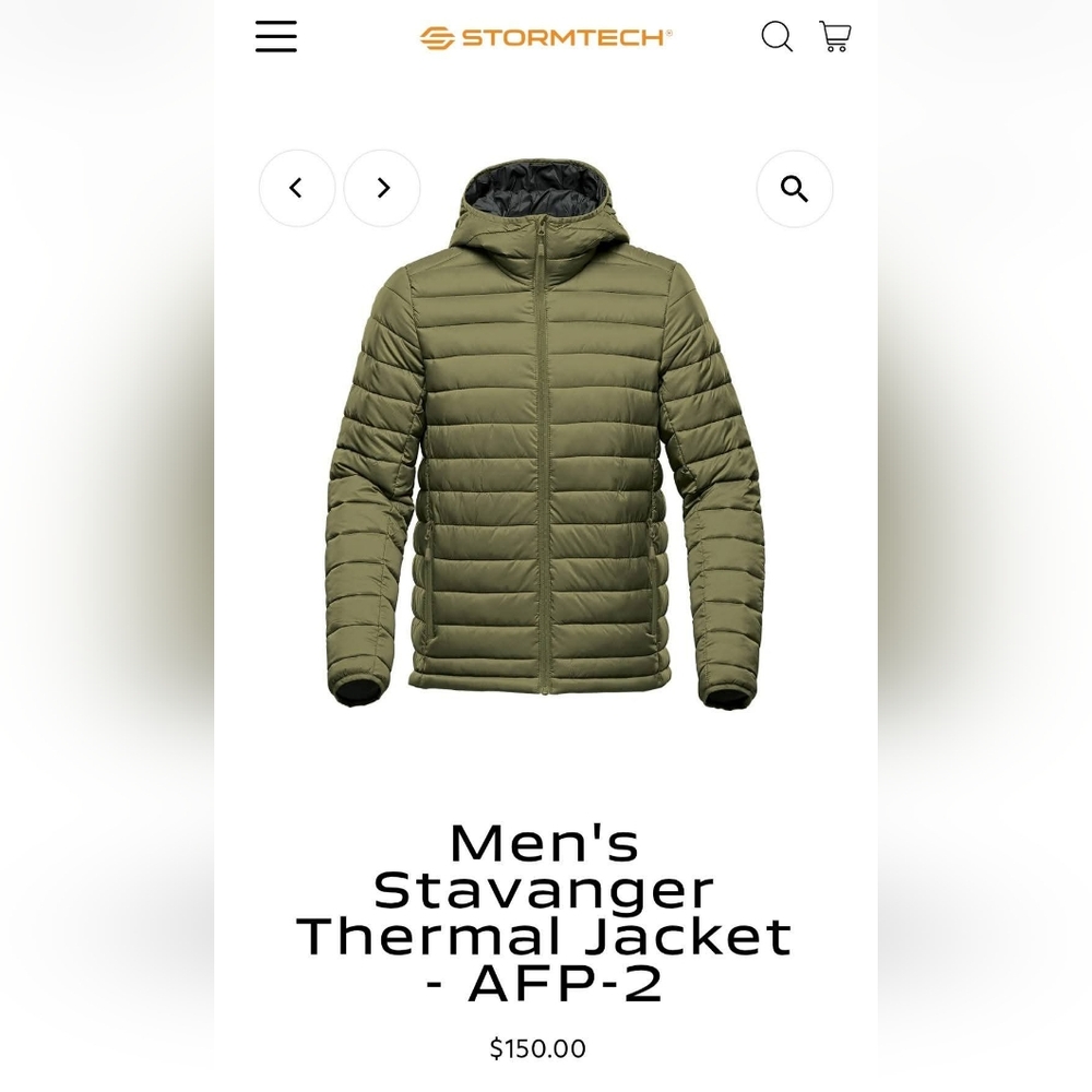 Stormtech Men's Green Puffer Jacket